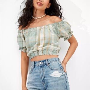 American Eagle Plaid Crop Top Size XS